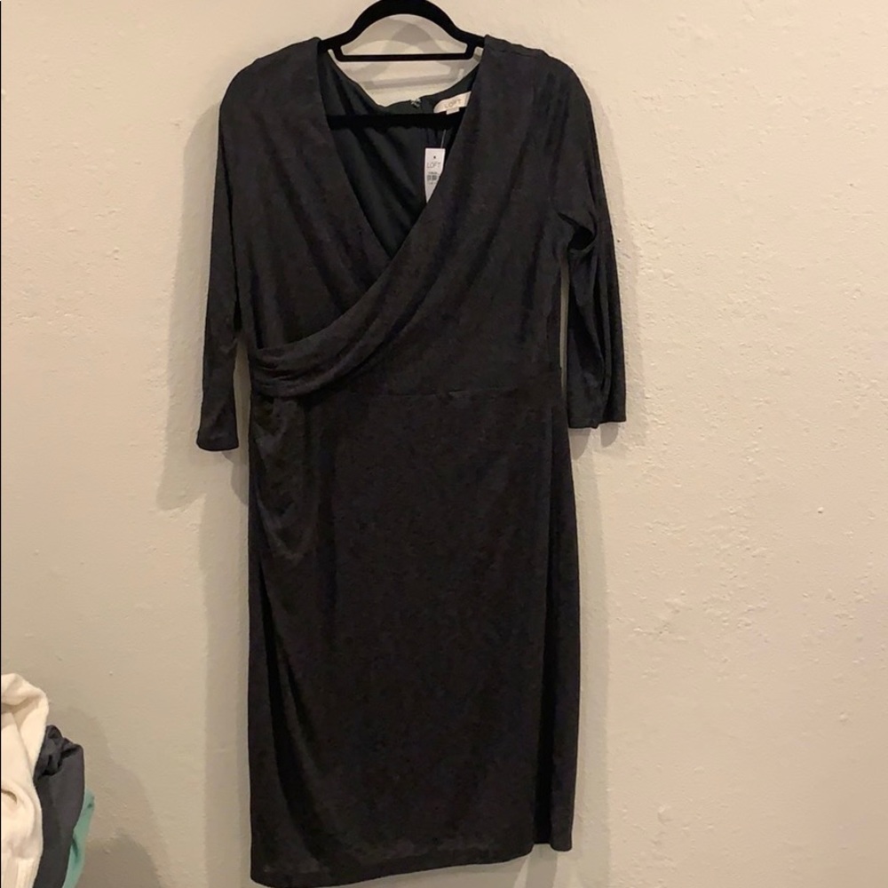 Grey faux wrap dress